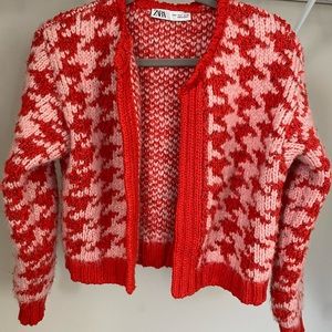 zara chunky knit herringbone cardigan
